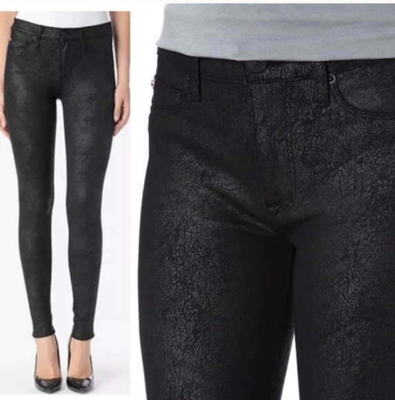 💚5/$25 Hudson Black Crackle “Nico Super Skinny” Mid Rise Pants Size 24 - Picture 2 of 11